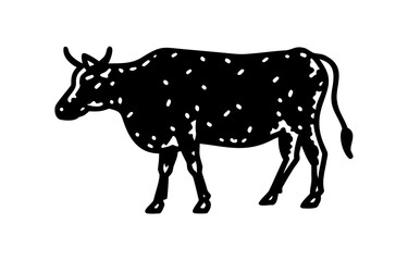 Silhouette of a cow. of farm animals cows