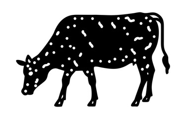 Silhouette of a cow. of farm animals cows 
