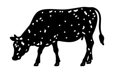 Silhouette of a cow. of farm animals cows 