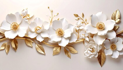 Elegant floral arrangement in white and gold