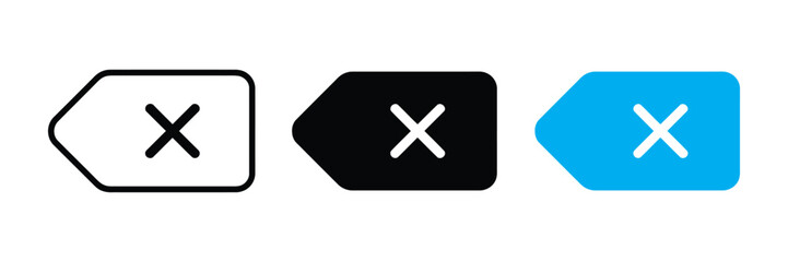 Obraz premium Three different colored buttons with a white letter x symbol on a transparent background isolated on transparent background