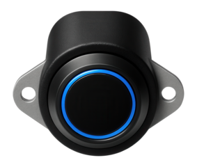 Ultrasonic parking sensor with round black housing and surface mount for bumper placement