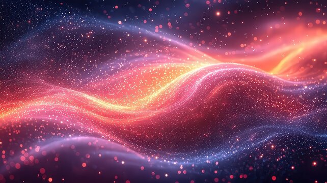 Vibrant cosmic waves of liht and color, swirling wit sparkling particles, perfct for backgrounds, technoogy themes, or abstract ar projects.