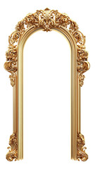Golden Classical Column Arch with Rich Details in Luxury Architectural Style on Transparent Background