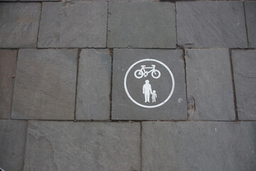 A view of a bicycle and pedestrian and childen walking area