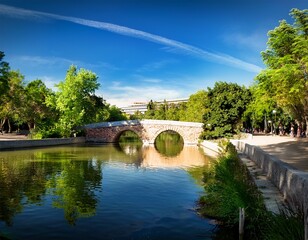 Fototapeta premium arganzuela bridge in madrid rio park madrid spain