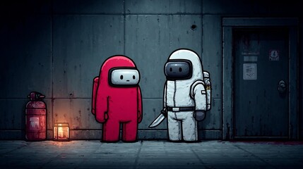 Imposter sneaks up on crewmate