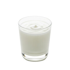 Glass of fresh yogurt isolated on white background
