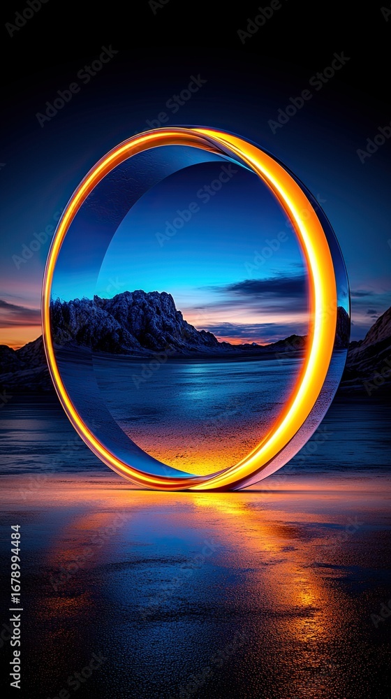 Wall mural contrast innovative evening portal glow a stunning portal glowing against a serene landscape, featur