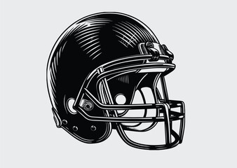Fototapeta premium American football Black helmet silhouette vector 