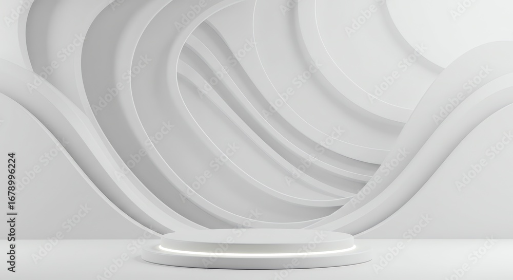 Poster abstract pedestal display with curved architectural background