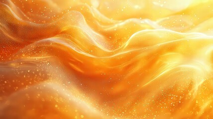 Abstract golden waves withsoft textures and shimmerig particles, evoking warmt and elegance for creativeand commercial use.