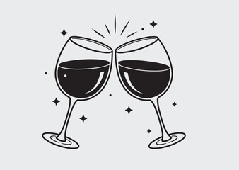 Black two wine glasses silhouette vector illustration
