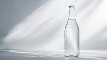 Sparkling Water Bottle with Condensation in Studio Light