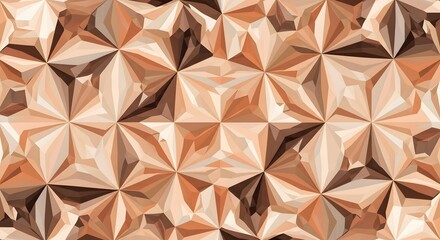 Luxurious abstract background featuring a 3D geometric pattern of faceted crystals in warm copper and rose gold tones for a modern wallpaper design
