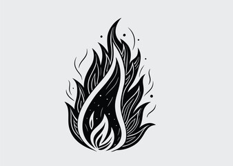 Obraz premium Black fire flame vector silhouette vector illustration