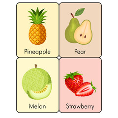 Fruits flashcard vector art for kids page 02