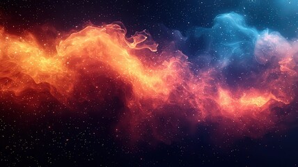 Obraz premium Vibrant cosmic nebula with swirling orange and blue ases, creating a mesmerizig celestial scene perfect or space-themed projects ad designs.