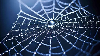Obraz premium Dewdrops Adorn A Spiders Intricate Web
