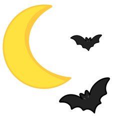 halloween bats and moon