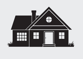 House black silhouette vector art and illustration
