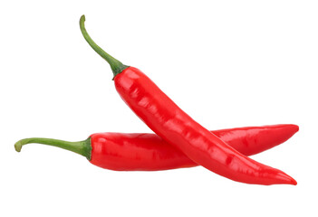 A pile of fresh red chili peppers isolated, transparent PNG, PNG format, Close-up photo of fresh red chili peppers, cut out