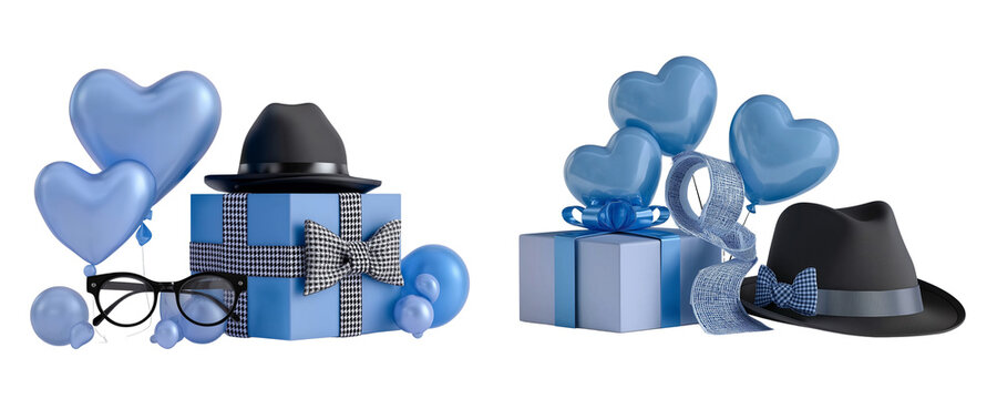 3d Father's day elements on transparent background