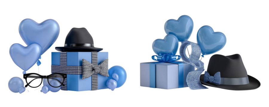 3d Father's day elements on transparent background