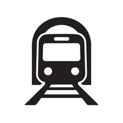 Metro Train silhouette black and white vector icon