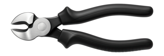 Side cutters with a curved jaw for accessing tight spaces in plumbing work.