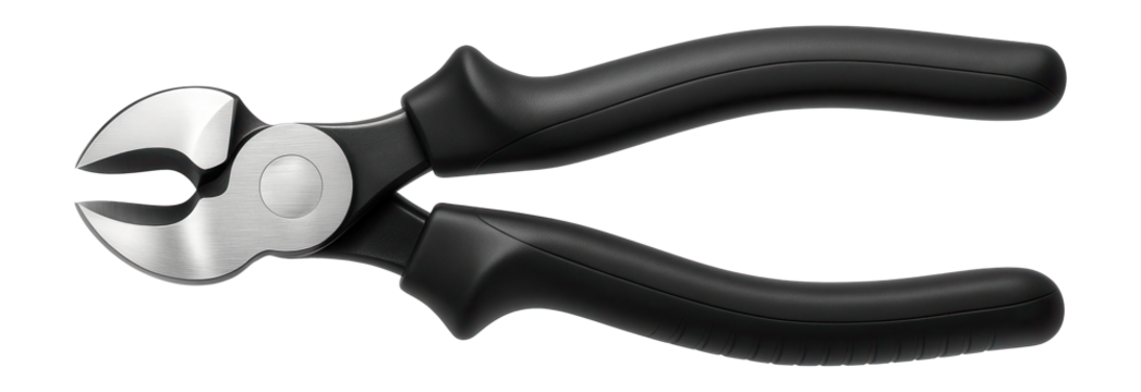 Side cutters with a curved jaw for accessing tight spaces in plumbing work.