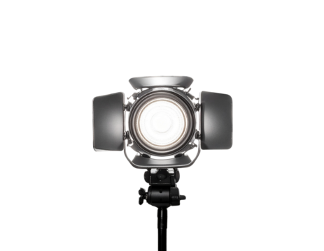 Top-Down View of Studio Spotlight with Radiating Light, Conceptual Artistic Illumination, Transparent Background PNG