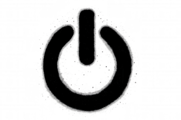 Spray painted power button icon isolated on transparent background, symbolizing energy, control, and activation