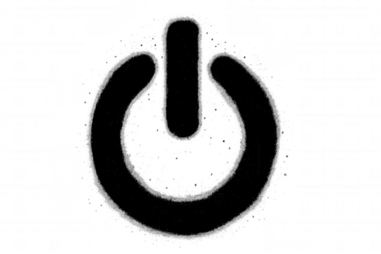 Spray painted power button icon isolated on transparent background, symbolizing energy, control, and activation