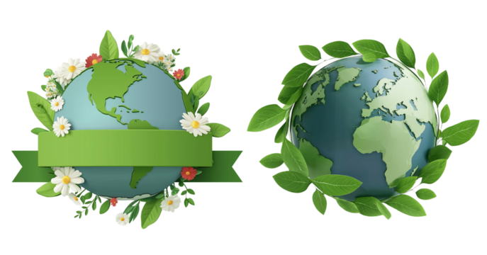 save the world, green earth concept transparent background, cutout