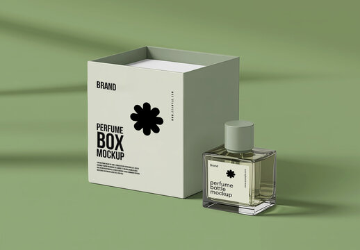 Minimal Perfume Box and Bottle Label Mockup
