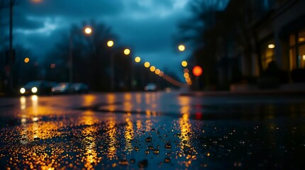 Obraz premium City Lights on Wet Street
