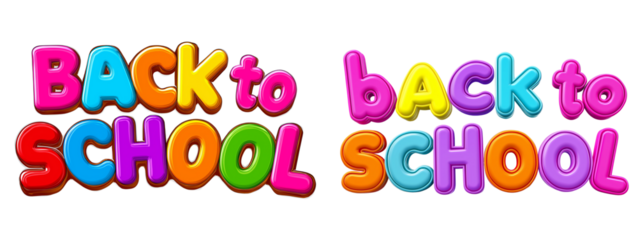 Back to school 3d lettering on transparent background, cutout