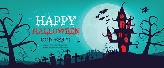 Happy Halloween with Spooky Decorations. Perfect for Holiday Parties, and October 31st Festivities
