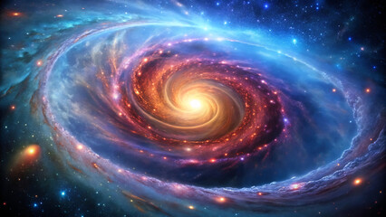 Obraz premium Glowing cosmic spiral galaxy vortex with bright stars in universe 
