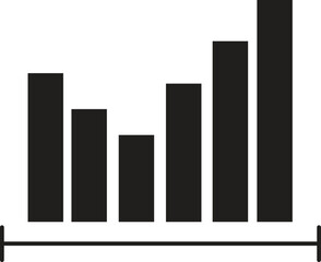 A white background displays a 3D bar graph illustrating business growth and financial success with an upward arrow and with transparent background.