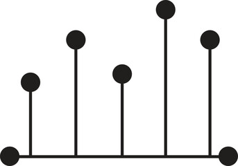 Black matches isolated on white are like miniature design elements or tools, sharp as a needle or pin, in a simple black and white set used for business purposes with transparent background.