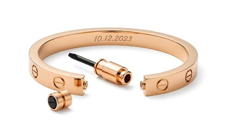 Obraz premium Gold love bracelet isolated on white background