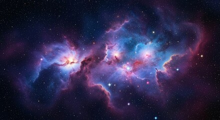 Fototapeta premium Vibrant Nebula in Deep Space - A Cosmic Masterpiece.