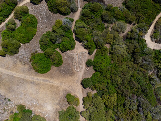 Aerial view of a prehistoric site in Sardinia