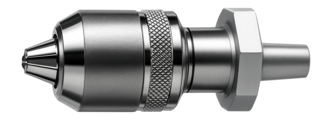 Lathe tailstock chuck with a keyless mechanism for quick installation of drill bits.