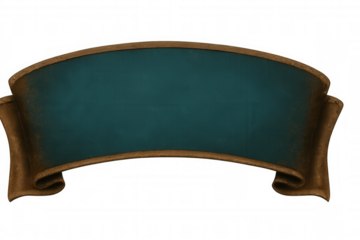 Classic teal banner with gold edges, creating a sophisticated backdrop for text or design elements, on a transparent background