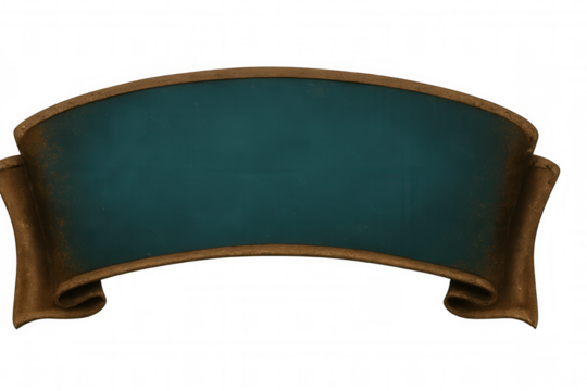 Classic teal banner with gold edges, creating a sophisticated backdrop for text or design elements, on a transparent background