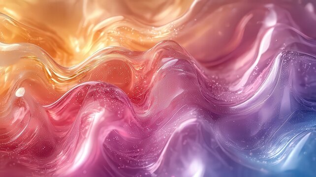 Vibrant abstract waves of orange, pink, and blue crete a mesmerizing fluid bacground, perfect for moderndesigns and artistic projets.