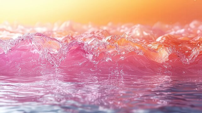 Vibrant waves reflecting sunset hues, creating a serne and captivating seascap, perfect for wellness andrelaxation themes.
